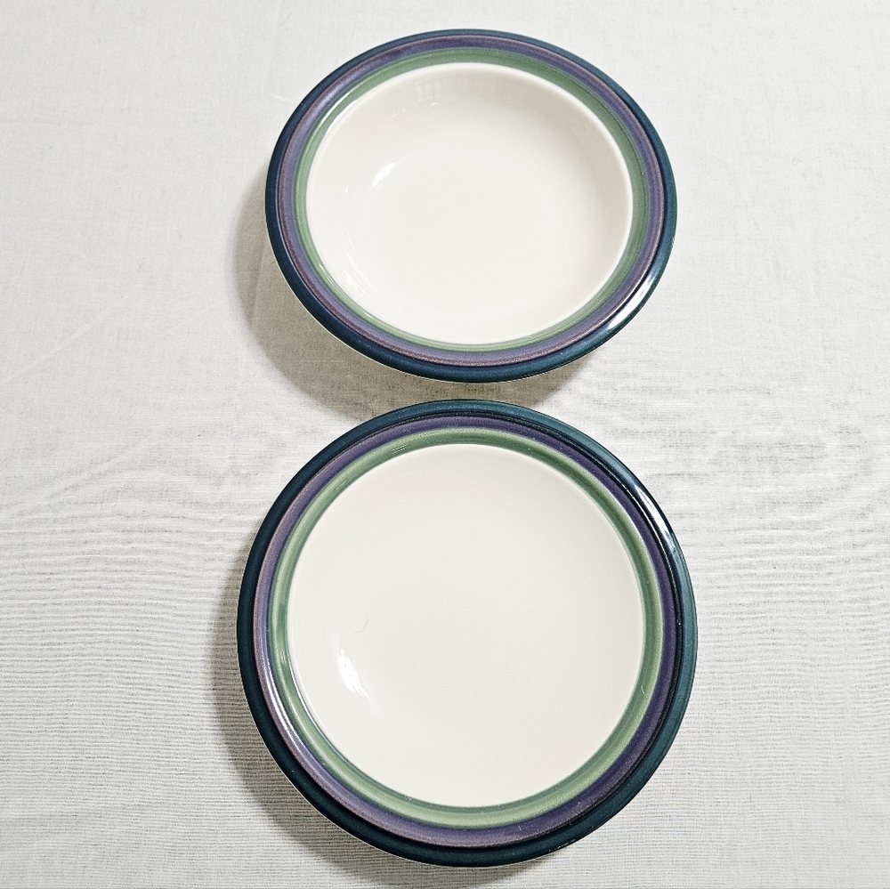 VTG Pfaltzgraff Mountain Shadow 1‎ Soup Cereal Bowl 1 Salad Plate USA Cream 8"